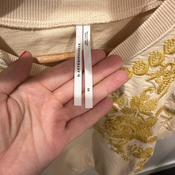 Anthropologie Embroidered Puff Sleeve Sweater XS - Picture 6 of 8